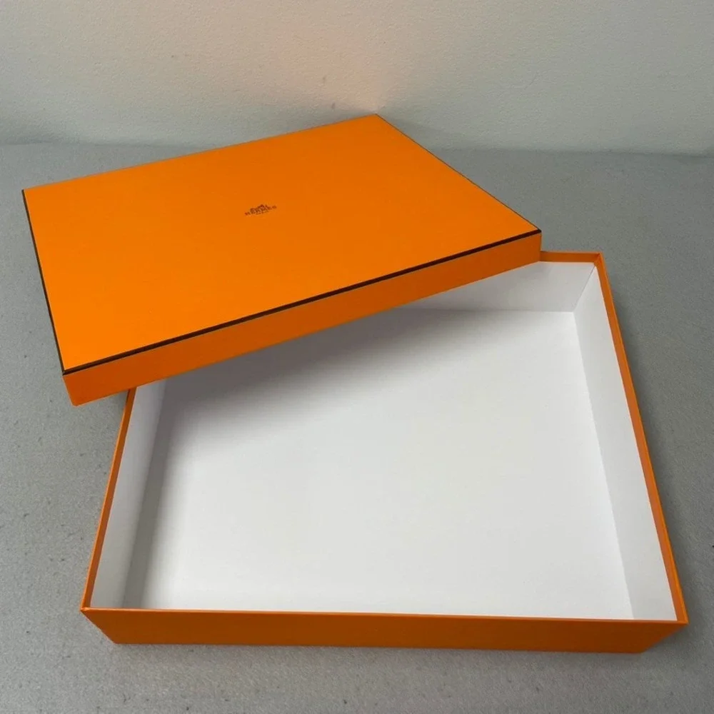 Hermes Large Storage Box Orange Authentic With Care Booklets 17.75x14.5x4